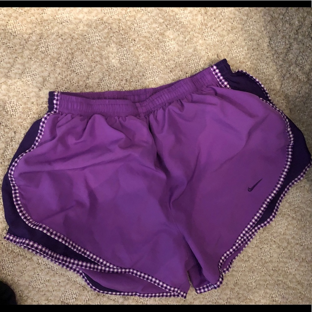 Purple Nike Shorts with checkered outline